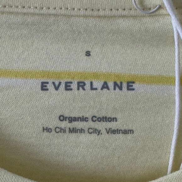 Everlane women’s Yellow Stripe Organic Cotton Crew T-Shirt Size S - Picture 2 of 5